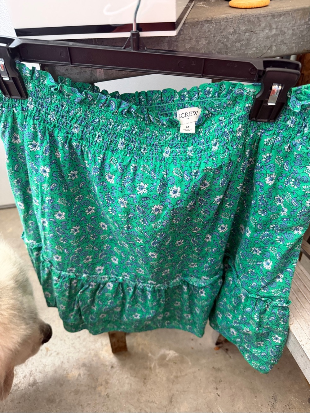 J. Crew Green Floral Paisley Tiered Midi Skirt